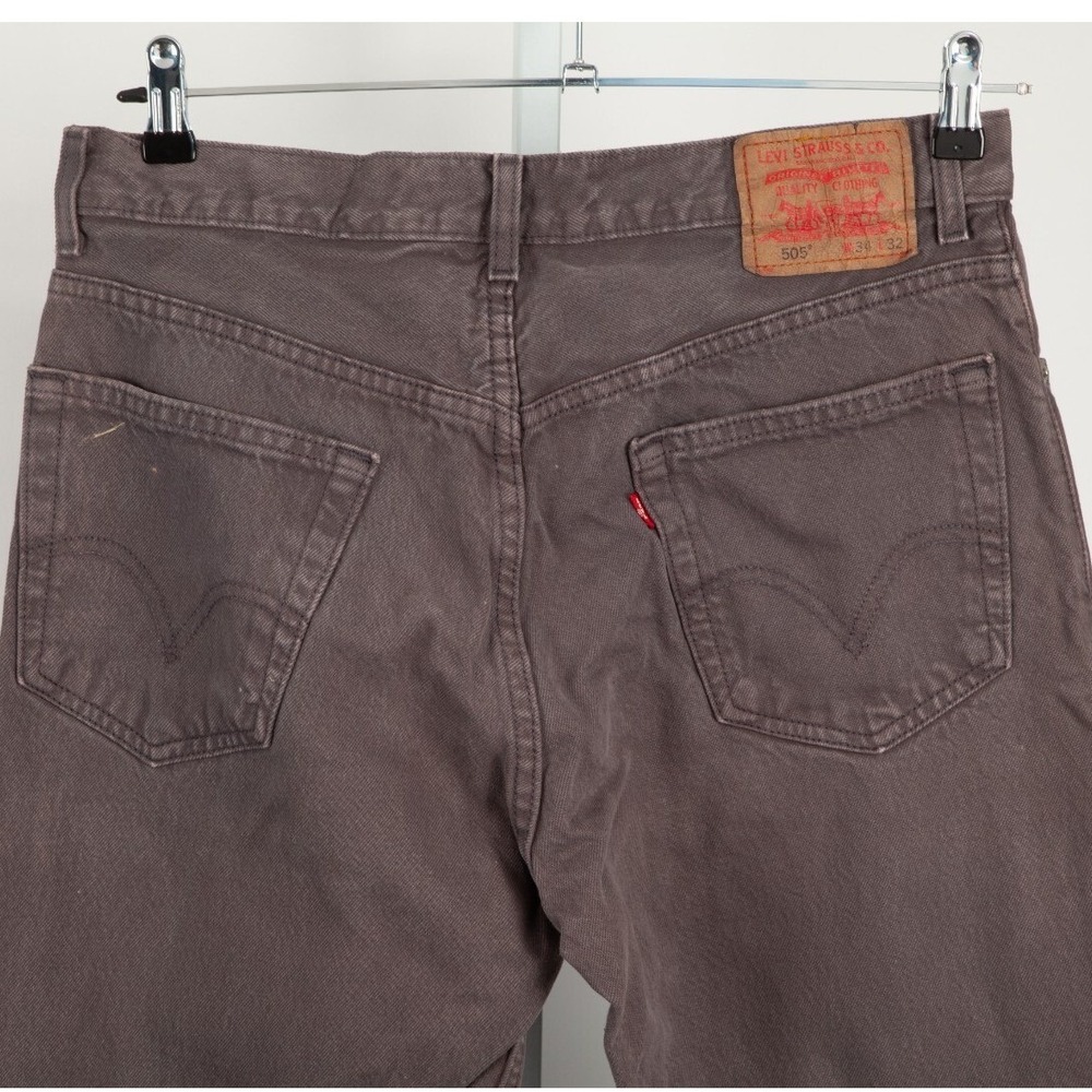 Levi's 505 Regular Fit Jeans Mens 34x32 Actual 32x31 Gray Denim Straight Leg - Picture 4 of 12